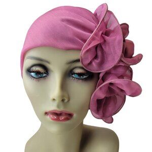 Womens Purple Turban  Pre Sewn Scarf Wrap Hat Turbanista Head Covering Scarf Cap